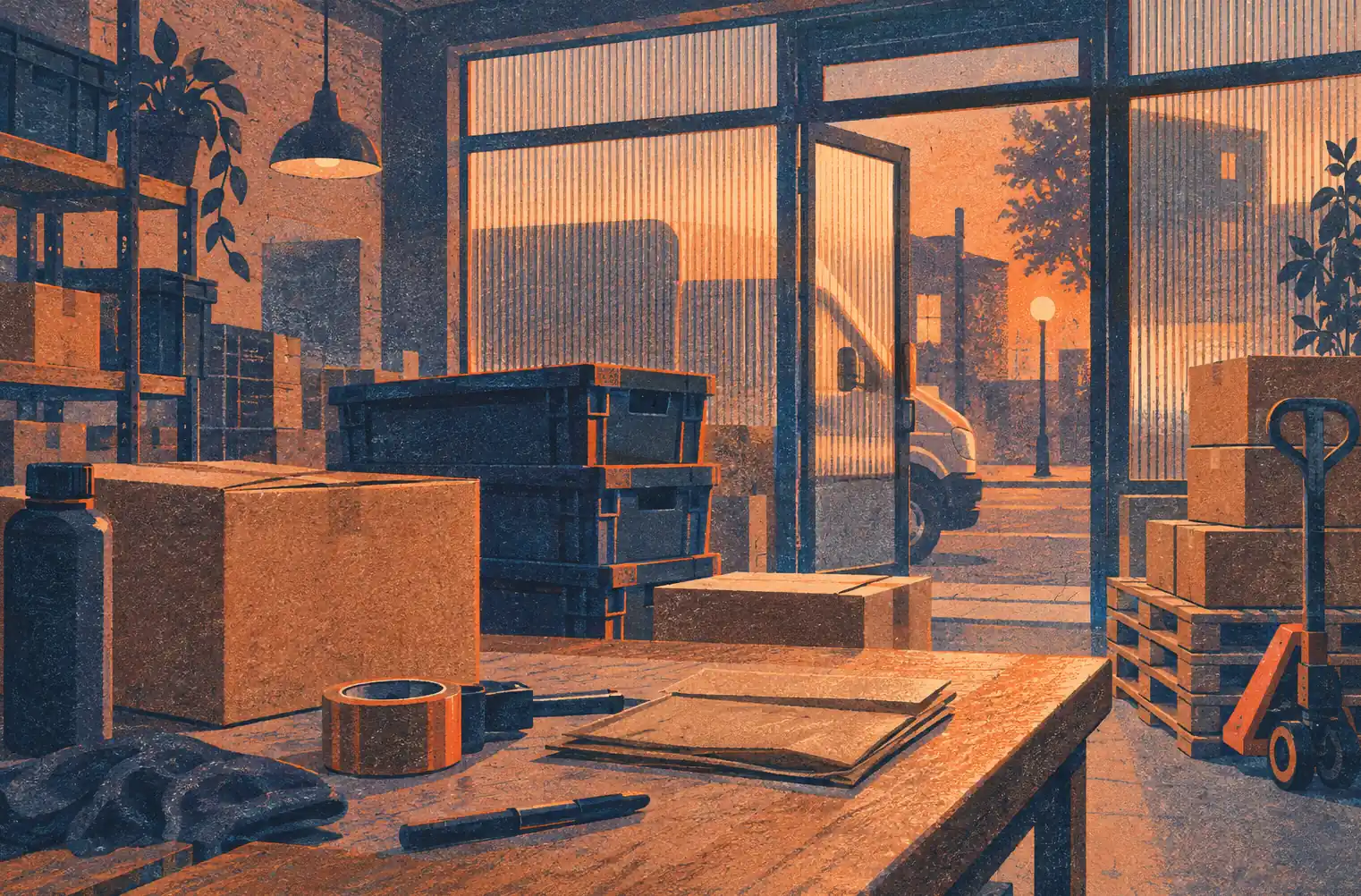 Illustration of logistics businesses and their working space
