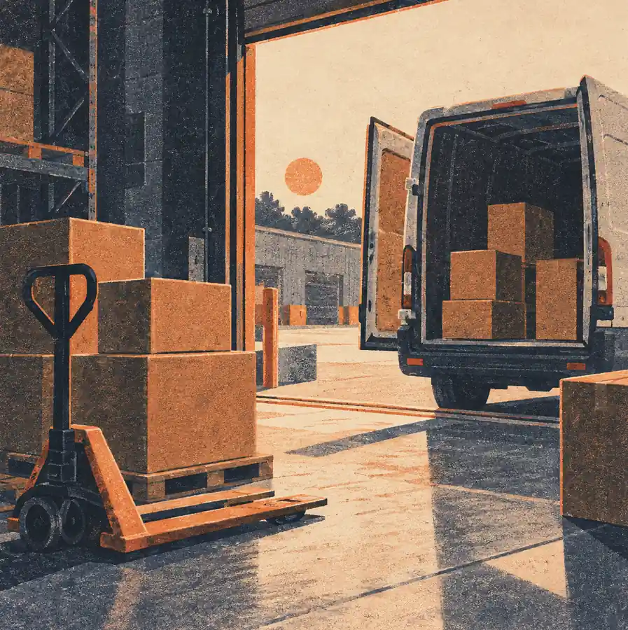 Illustration of logistics businesses equipment and workspace